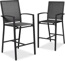 Outdoor Bar Stools Set of 2 – All-Weather Mesh with Armrest