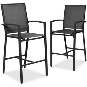 Outdoor Bar Stools Set of 2 – All-Weather Mesh with Armrest