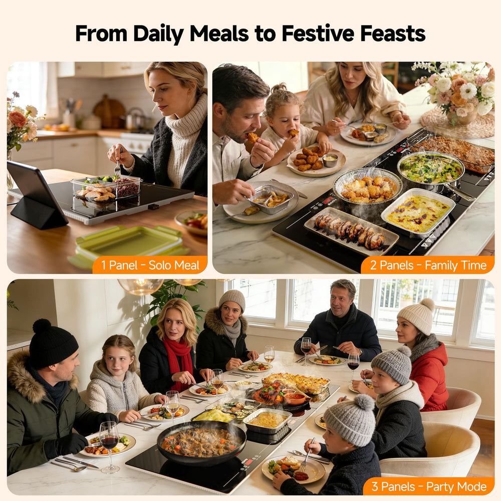 Extra-Long 47"x15" Modular Electric Food Warming Tray with Independent Temp & Timer Control