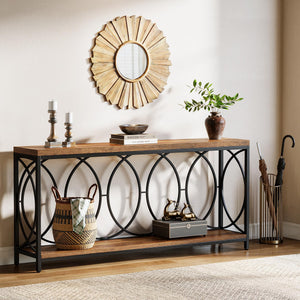 Industrial Console Table with Storage Shelf