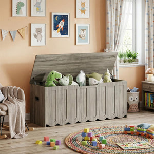Storage Bench with Cushion Seat & Swivel Wheels — Grey