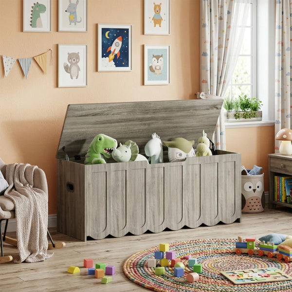 Storage Bench with Cushion Seat & Swivel Wheels — Grey