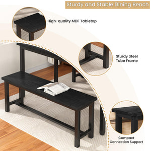 Industrial Dining Bench Set of 2 with Steel Frame and Wood Seat
