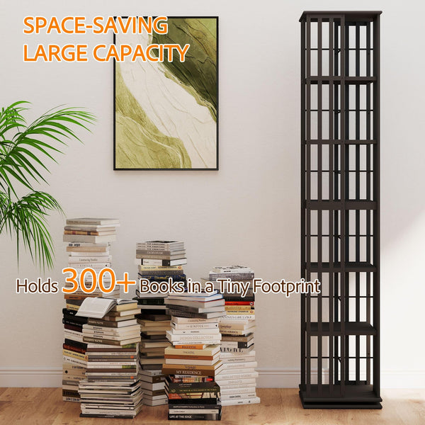 6-Tier Rotating Bamboo Bookshelf Tower
