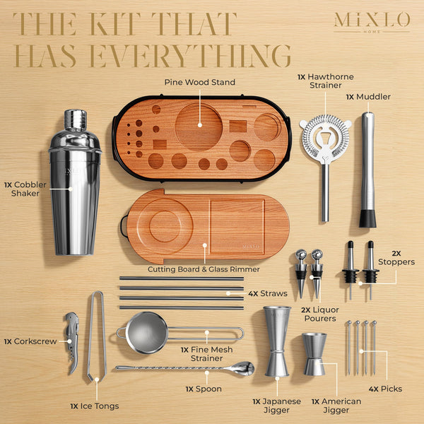 22-Piece Cocktail Shaker & Bartender Kit with Stand
