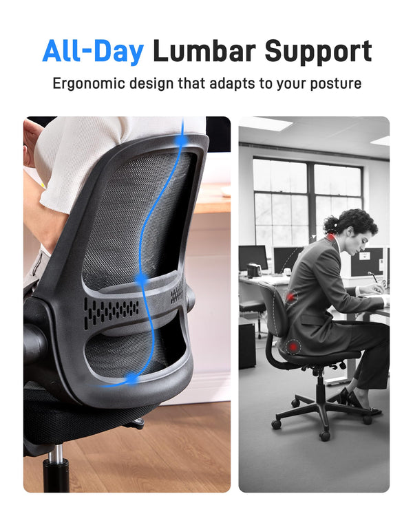 Ergonomic Mesh Office Chair with Flip-Up Arms