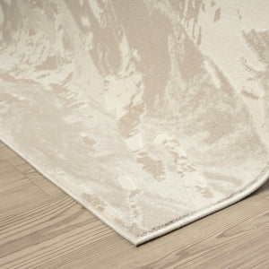 Geometric Cream Area Rug – Modern Abstract Wavy Pattern