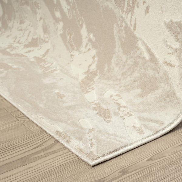 Geometric Cream Area Rug – Modern Abstract Wavy Pattern