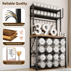 5-Tier Kitchen Baker's Rack with Storage, S-Hooks & Paper Towel Holder – Rustic Brown