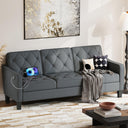 3-Seater Tufted Sofa – Linen Upholstered Couch for Living Room