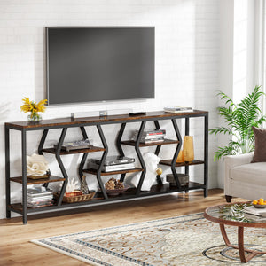 70.9" Industrial Sofa Console Table with 4-Tier Storage Shelves