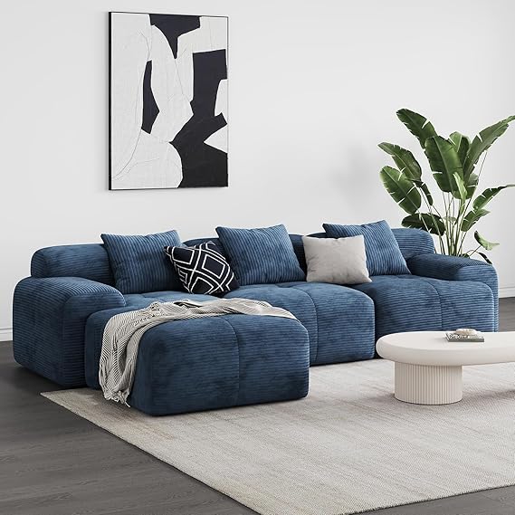L-Shaped Modular Sectional Sofa with Ottoman