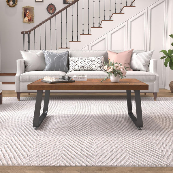 Rustic Wood Coffee Table with Metal Frame