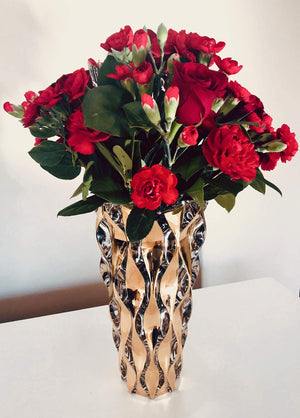 Gold Crystal Glass Flower Vase – 12 Inch Handmade European Design