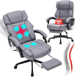 Massage Office Chair with Footrest, Heat & Recliner – 400 lbs Capacity