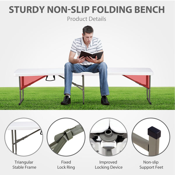 6ft Folding Bench with Carrying Handle & Lock