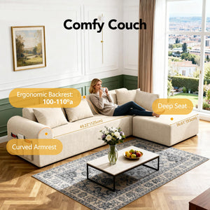 4-Piece L-Shaped Modular Sectional Sofa with Ottoman