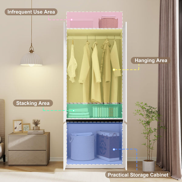 Freestanding Wardrobe Closet with Doors
