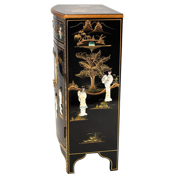 Chinese Lacquer Storage Cabinet with Mother of Pearl Inlay