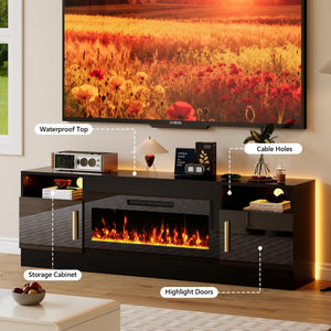 70-Inch Electric Fireplace TV Stand with LED Console