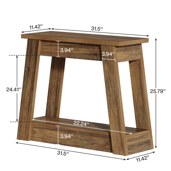 2-Tier Wood End Table with Storage Shelves