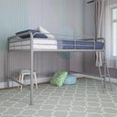Junior Metal Loft Bed with Ladder & Guardrails – Twin & Full