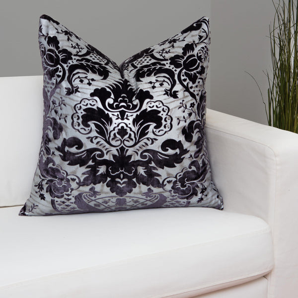 Metallic Embossed Velvet Throw Pillows with Inserts, 24x24, Set of 2