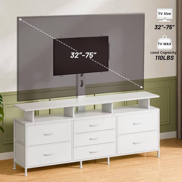 63" TV Stand with Adjustable Mount & 7 Drawers