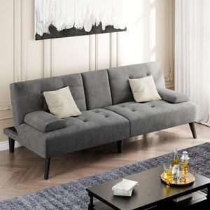 Velvet Futon Loveseat Sofa Bed with Adjustable Backrest