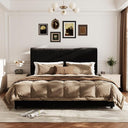 Queen Velvet Sleigh Bed Frame with Tall Headboard