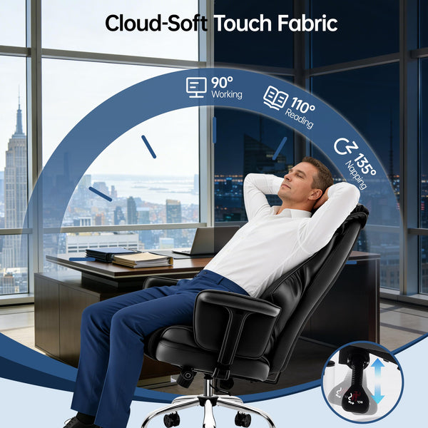 Big & Tall High-Back Leather Office Chair with Adjustable Lumbar Support