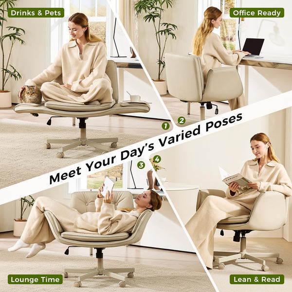 Criss Cross Chair with Adjustable Armrests & Wheels