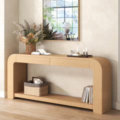 70" Wood Console Table with 2 Drawers & Shelf