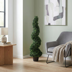 50-Inch Spiral Boxwood Topiary Artificial Trees Set of 2