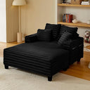 Oversized Chaise Lounge Chair with Wood Frame & Storage