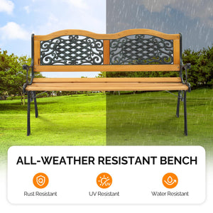 Classic Cast Iron & Teak Outdoor Bench – 3-Seater, 470 lbs