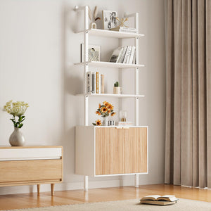 74" Ladder Bookshelf with Storage Cabinet