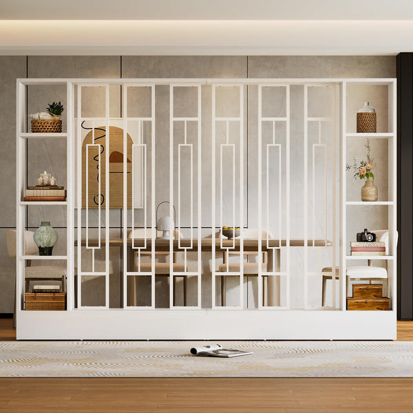 Room Divider Bookcase with Display Shelves, 70.9" H