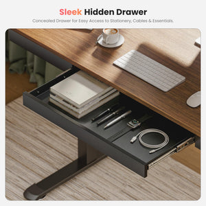 Electric Standing Desk with Drawer & Power Outlet – 55 Inch Adjustable Height