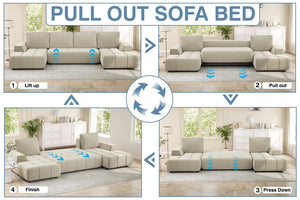 L-Shaped Sectional Sleeper Sofa with Storage & Pull-Out Bed