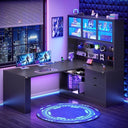 L-Shaped Gaming & Office Desk with Storage