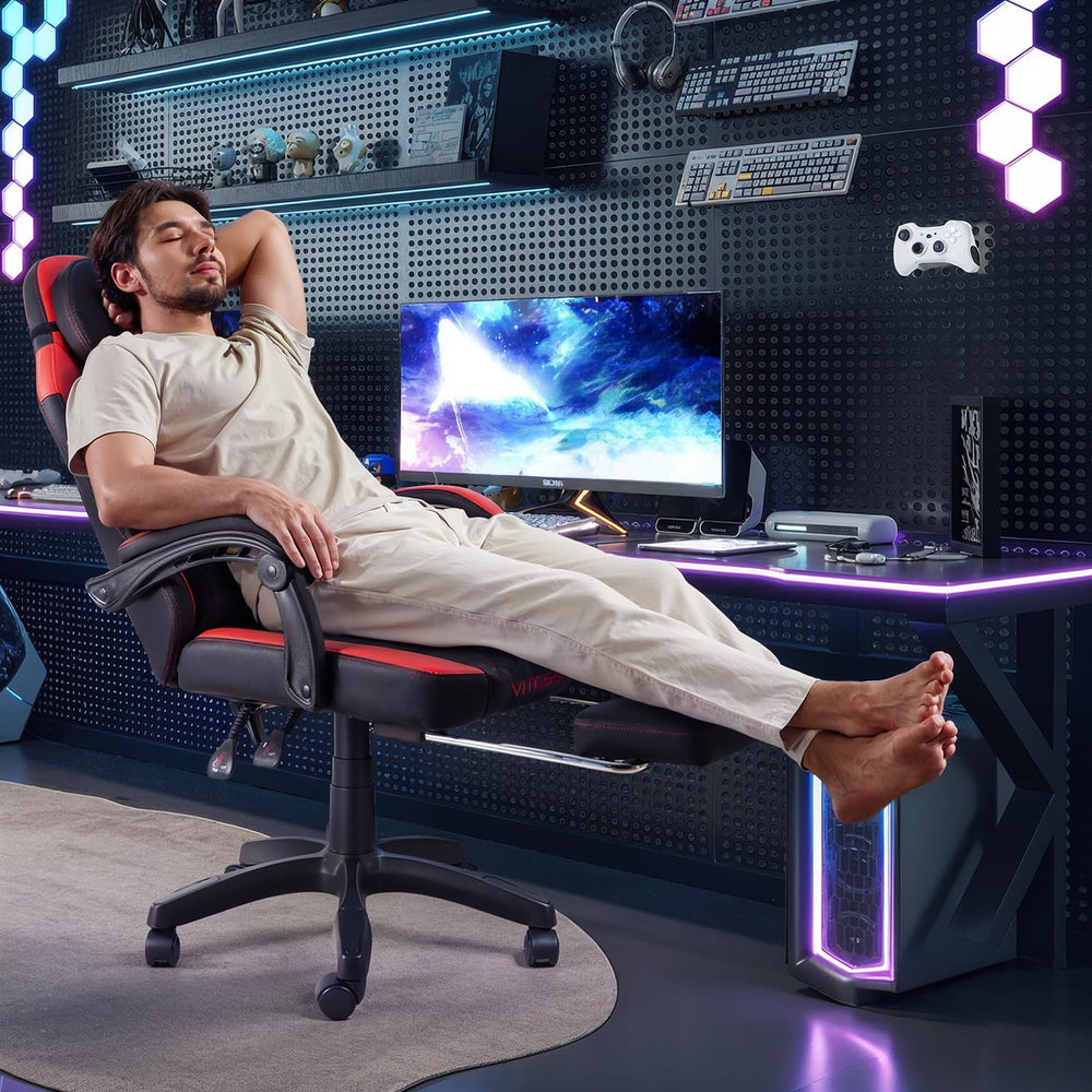 Ergonomic Gaming Chair with Lumbar Support & Headrest