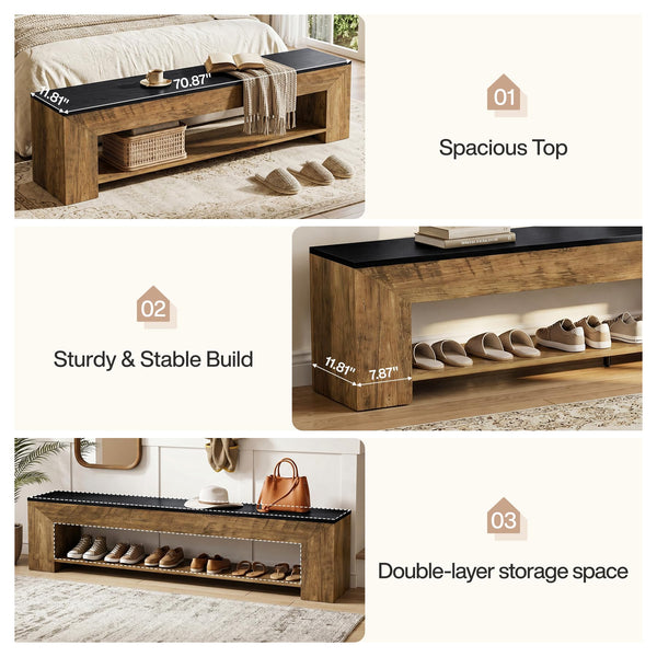 71-Inch Extra Long Entryway Bench with Shoe Storage
