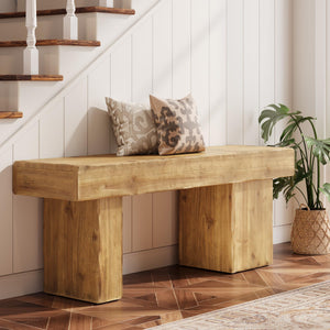 Solid Wood Farmhouse Entryway Bench 47"
