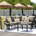 6-Piece L-Shape Outdoor Patio Sectional Sofa Set with Metal Frame & Olefin Cushions