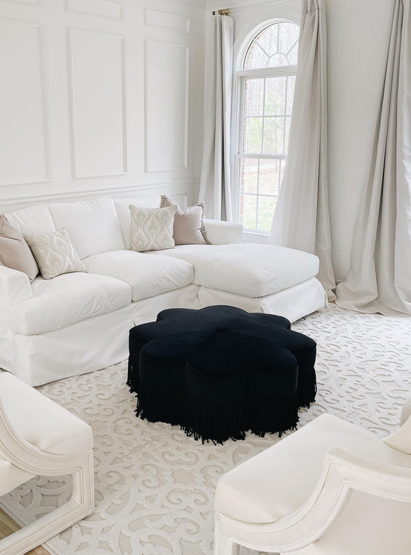 Flower Shape Velvet Ottoman