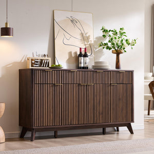 60-Inch Fluted Buffet Sideboard Cabinet with Drawers & Doors