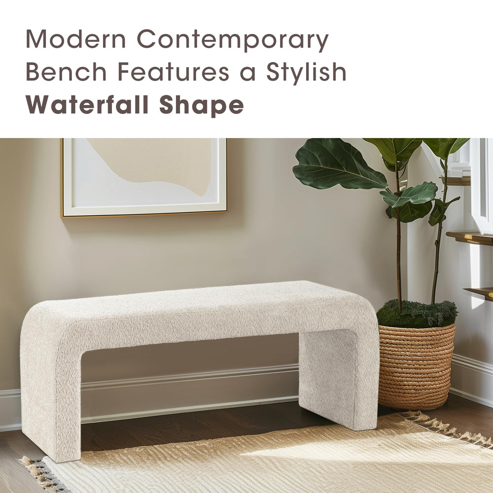 Bouclé Upholstered Accent Bench with Under-Storage – 42" Modern Entryway & Bedroom Bench