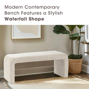 Bouclé Upholstered Accent Bench with Under-Storage – 42" Modern Entryway & Bedroom Bench