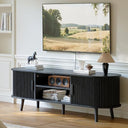 Mid-Century Modern TV Stand with Fluted Sliding Doors